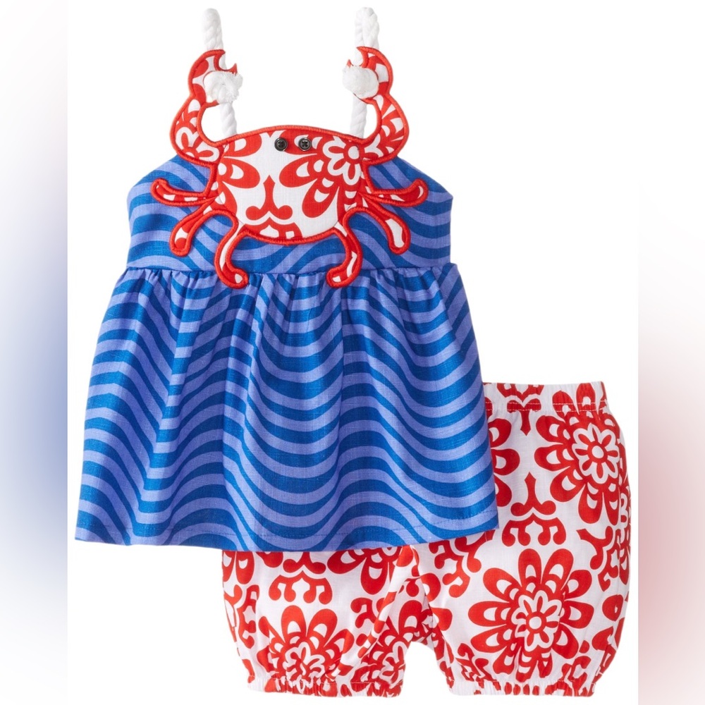 NWOT MUD PIE red white and blue crab nautical rope 2 piece set - Picture 1 of 5